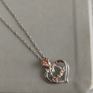 Silver and Rose Gold Heart Pendant Necklace